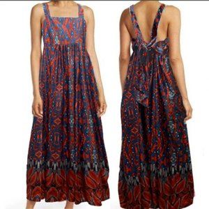 STITCHDROP Red and Blue Maxi Dress, L